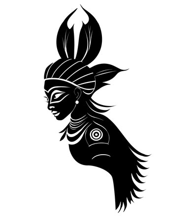 Beautiful indian woman wearing headdress with feathers. Vector illustration.のイラスト素材