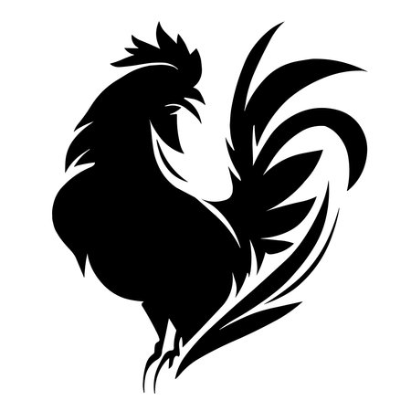 Silhouette of a rooster on a white background. Vector illustrationのイラスト素材