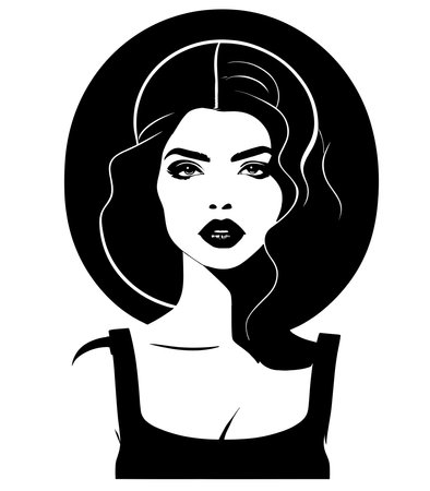 Portrait of beautiful young woman. Vector illustration on white background.のイラスト素材