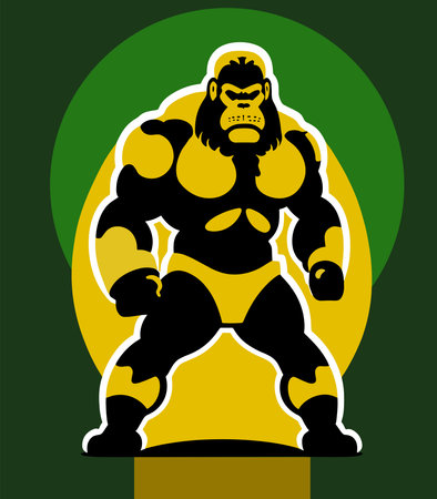 Gorilla vector illustration on a green background. Cartoon style.のイラスト素材