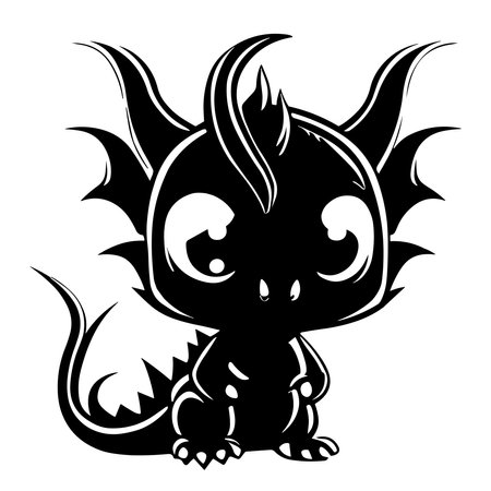 Black silhouette of a dragon on a white background. Vector illustration.のイラスト素材