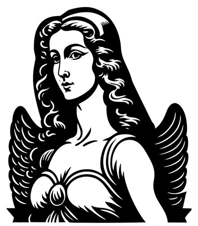 Beautiful woman with wings.Vector illustration ready for vinyl cutting.のイラスト素材