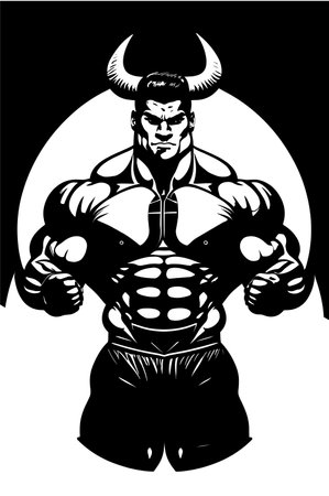 Devil.Black and White Illustration ready for vinyl cutting.のイラスト素材