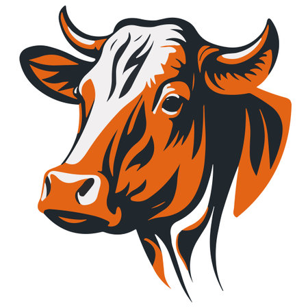 Vector image of a cow head on a white background. Farm animals.のイラスト素材