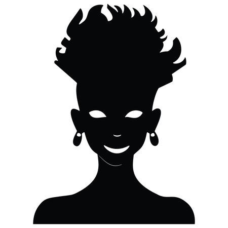 Silhouette of a beautiful woman with black hair. Vector illustrationのイラスト素材