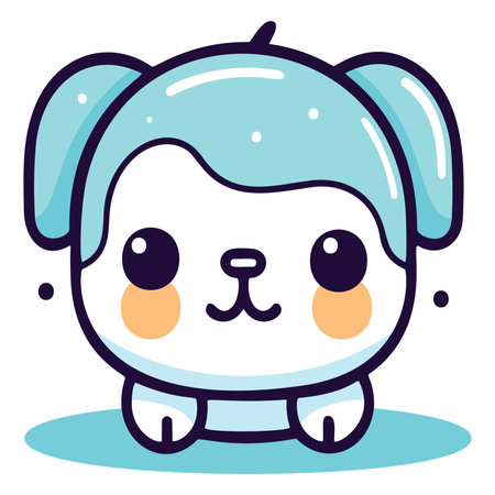 Cute cartoon dog with blue eyes. Vector illustration of a puppy.のイラスト素材