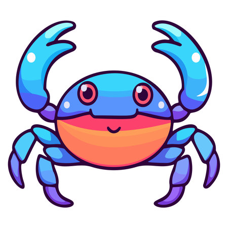 Cute cartoon blue crab isolated on white background. Vector illustration.のイラスト素材