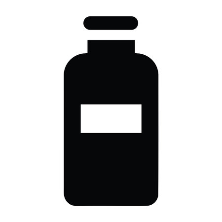 medicine bottle icon over white background, silhouette style, vector illustrationのイラスト素材