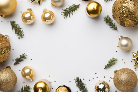 Flat festive christmas decorations with copy spaceの写真素材