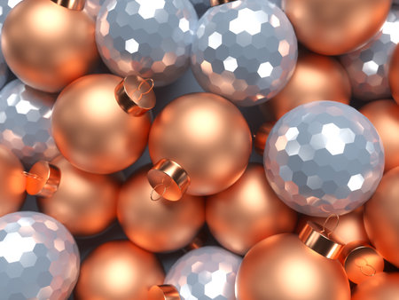 3d Christmas background with decorative balls. Merry Christmas and Happy New Year. 3d rendering illustration.の写真素材