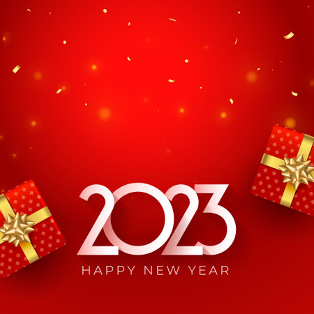 2023 new year wishes banner with christmas giftbox design