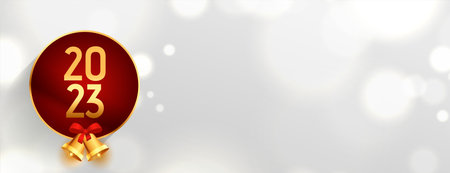 2023 new year gray banner with text space and bokeh effect vector