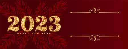 new year festival banner with golden sparkling 2023 text and copy space vector