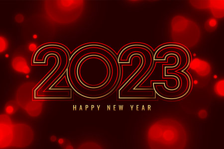 shiny new year eve 2023 red background in line style vector