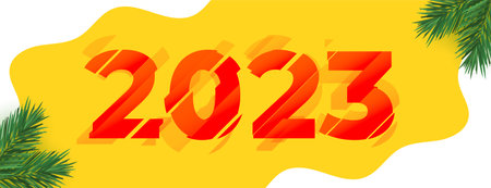 Abstract yellow 2023 new year banner with slices effect vector