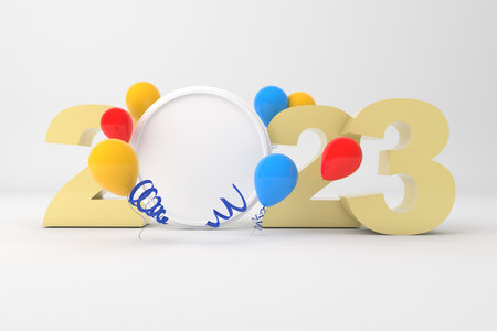 2023 new year celebration in white backgroundの写真素材