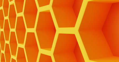 Orange hexagon honeycomb texture background. pattern background.の写真素材