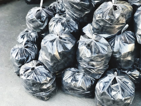Picture of a bag of charcoal packed in bags and put up for sale