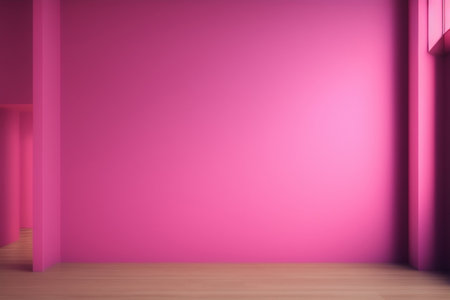 Pink wall empty room with window plant cornerの写真素材