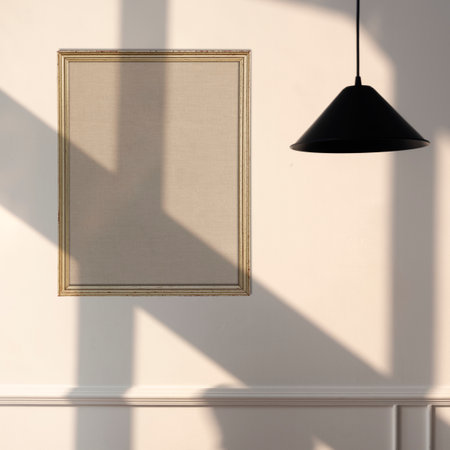 picture frame hanging on a wallの写真素材