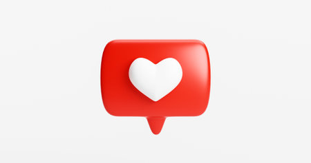 Heart shape social media notification icon in speech bubbles background 3D renderingの写真素材