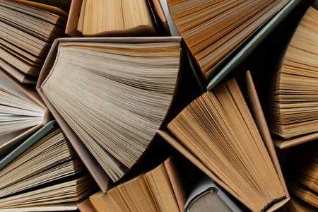Creative assortment with different books background