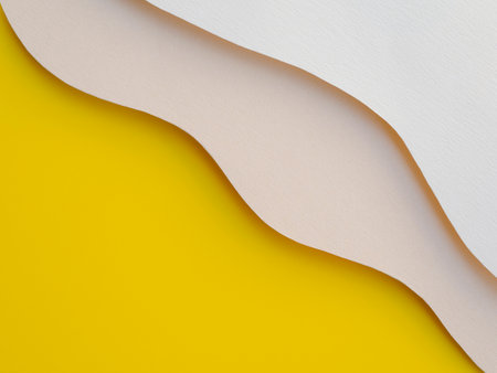 Yellow white abstract paper wavesの写真素材