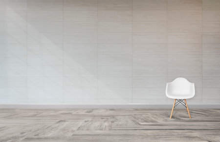 white chair against a wall mockupの写真素材