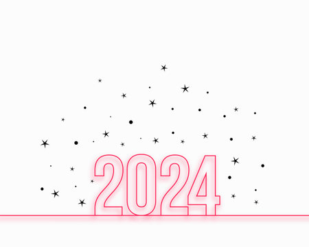 line style 2024 new year event background with star decoration vector