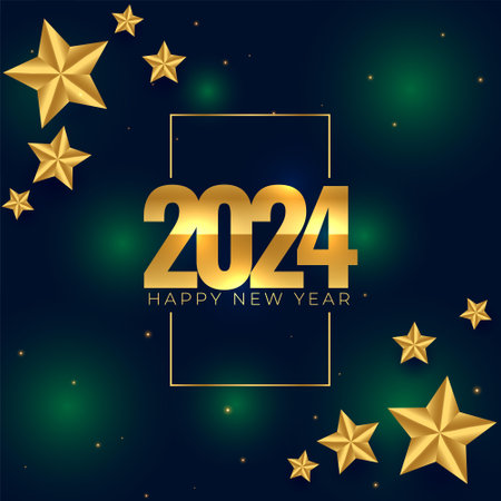 Happy new 2024 year shiny background with golden star designの写真素材