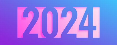 Happy new 2024 year. Colorful gradient background. Vector illustration.の写真素材