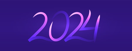 Happy new 2024 year festive wallpaper with glowing effect vectorの写真素材