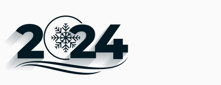 Minimal style happy new 2024 year winter festive banner with snowflake design vector