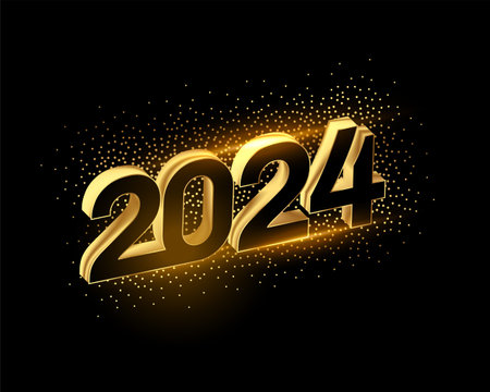 Realistic golden new 2024 year background with shiny particleの写真素材