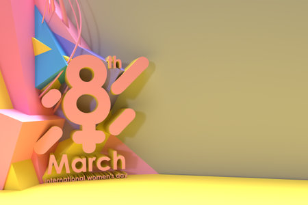 8 march Happy Women's Day with Space of Your Text 3D Render Illustration Design.の写真素材
