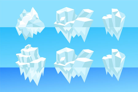 Icebergs set isolated on white background. Vector illustration for your designの写真素材
