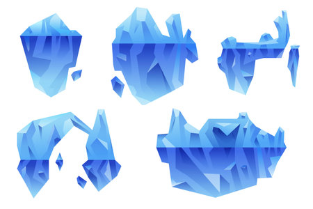 Iceberg set. Iceberg icons isolated on white background. Vector illustration.の写真素材