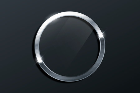 Silver circle on a black background. Vector illustration.の写真素材