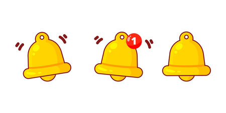 Notification golden bell icon cartoon art illustrationの写真素材
