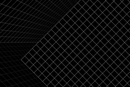 3D wireframe grid room background vectorの写真素材