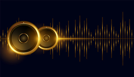 golden music speaker with equalizer backgroundの写真素材