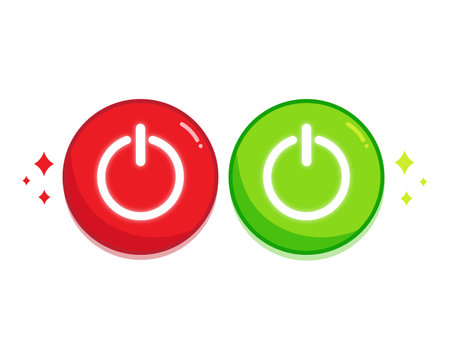 Power on off red and green button icon set art illustrationの写真素材