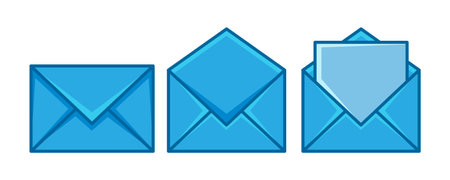 Envelope icon set. Vector illustration in blue and white colorsの写真素材
