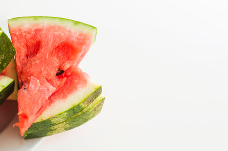 Watermelon on white plate - Healthy food style, selective focus pointの写真素材