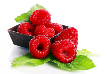 Macro of fresh and tasty raspberry