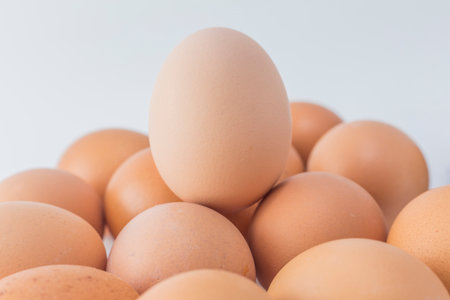 Eggs isolated on a white background. Selective focus.