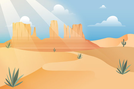 Desert Landscape. Vector Illustration in Flat Design Style.の写真素材