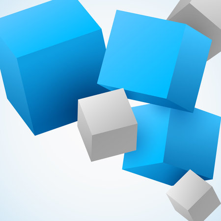 Abstract 3d flying cubes background vector illustrationの写真素材