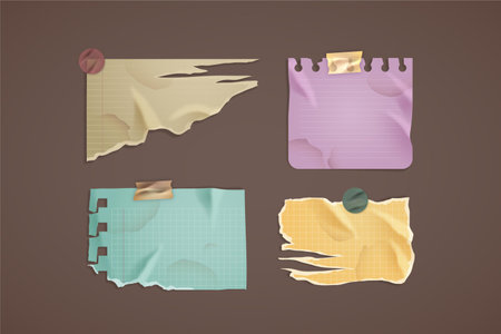 Set of different adhesive note papers. Vector illustration. Eps 10.の写真素材