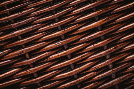 wicker basket texture background, close up of brown woven rattan